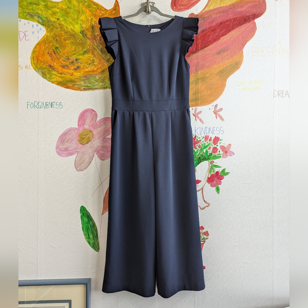 ELLE NAVY BLUE WIDE LEG JUMPSUIT SIZE MEDIUM